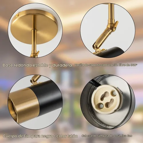 Vista 5 de Foco de Techo Moderno, Luces Spot GU10 para Interiores con Pivote de 350°, Paquete de 2 Focos Direccionales Ajustables para Interiores, Luz de Negro