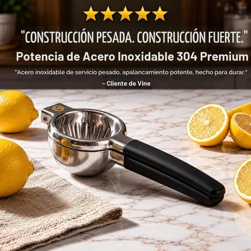 Vista 6 de Exprimidor de limón de mano de acero inoxidable, exprimidor de limón, exprimidor de lima con tamaño de tazón grande y asas antideslizantes