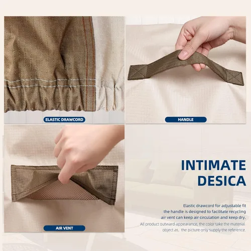 Vista 4 de HAMLER Funda para sofá de patio - Resistente impermeable, funda para sofá de exterior de 2 plazas, con ventilaciones y asas, se ajusta hasta 48