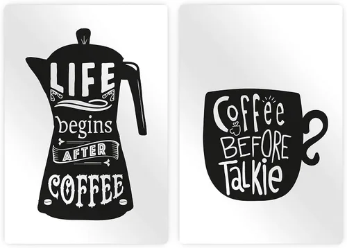 Vista 2 de HB Art Design Life Begins After Coffee and Coffee Before Talkie 2 Panel Metal Print Set Wall Art Coffee Bar Decor Coffee Signs Kitchen Wall Decor