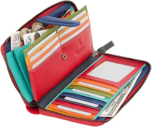 Vista 5 de Visconti Spectrum 33 - Cartera de cuero suave multicolor para mujer, Rojo