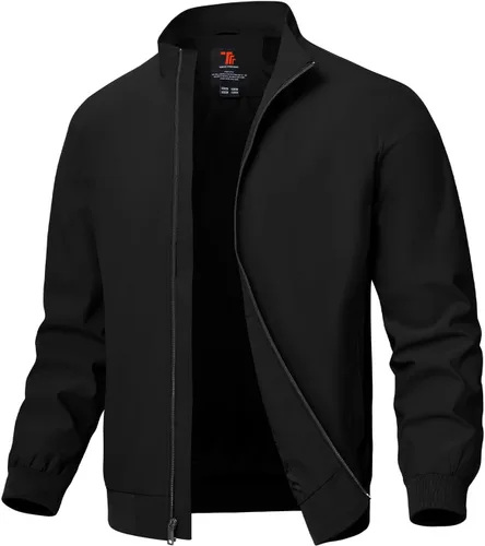 Vista 23 de TBMPOY Chaquetas ligeras para hombre, cortavientos ligeros, con cremallera completa, casual, para trabajo, golf, negocios, otoño, abrigo