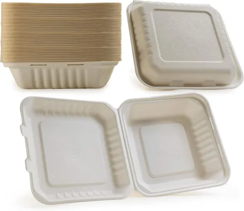 Vista 11 de Greenwave Evolution TW-BOO-004 - Recipientes para alimentos de 6 x 6 x 3 pulgadas, bagazo con aspecto de mármol, 100% compostable, desechables