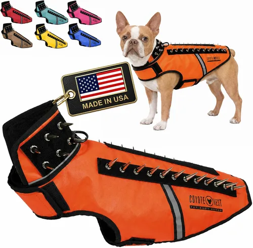 Vista 12 de CoyoteVest SpikeVest - Chaleco de arnés para perro, accesorios reflectantes para perros con picos para proteger a tu mascota de ataques de Raptor