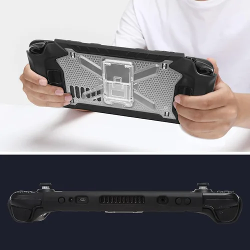Vista 5 de MOSISO Funda compatible con Steam Deck, cubierta de TPU con correa para el hombro y soporte, cubierta protectora rígida resistente resistente