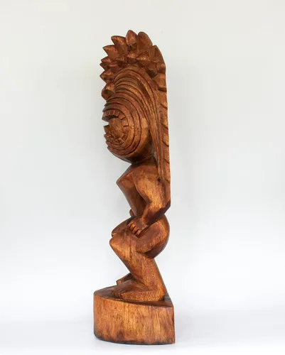Vista 5 de G6 Collection Escultura de estatua tribal primitiva de madera extra grande de 24 pulgadas, hecha a mano, tótem de barra tiki, hecho a mano, regalo