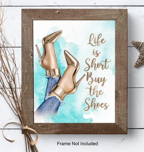 Vista 9 de Arte de pared de diseño de moda, decoración de pared glamorosa, regalo de lujo para mujeres, fanáticos de los zapatos de diseñador, fashionista
