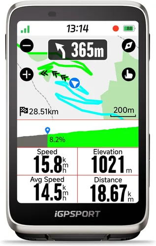 Vista 8 de iGPSPORT BiNavi Bike Computer, 3.5‘’ Touch Screen Map Navigation Music Control Climb Tips, Wireless GPS Cycling Computer