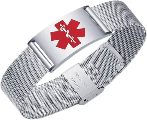 Vista 58 de Pulseras deportivas personalizadas de alerta médica para mujeres y hombres – Pulseras de identificación médica personalizadas con grabado gratuito