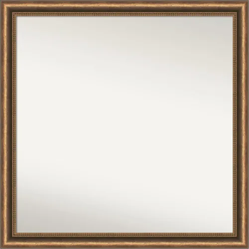 Vista 166 de Amanti Art Espejo de baño de bronce para sobre fregadero, 24 x 24 pulgadas, espejo de tocador cuadrado estrecho de bronce Manhattan, marco de madera