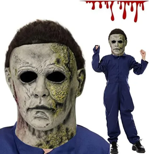 Vista 4 de Michael Myers Costume for Kids Boys Michael Myers Jumpsuit Mask with Blood Knife Halloween Michael Myers Outfits