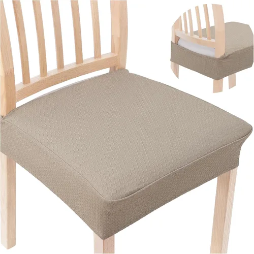 Vista 20 de Smiry Juego de 2 fundas de asiento elásticas de jacquard para sillas de comedor, extraíbles y lavables, sin fundas traseras, color azul aireado
