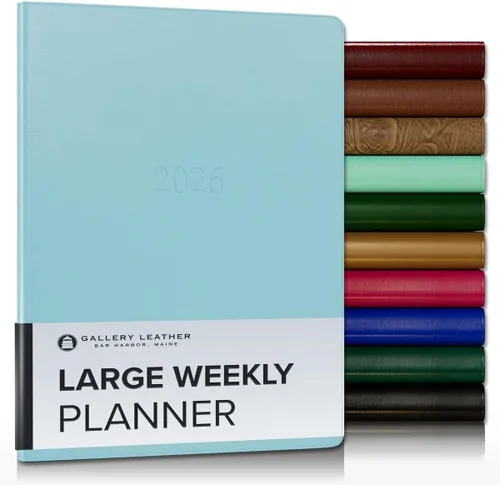 Vista 62 de Gallery Leather Planificador Semanal y Mensual Grande 2025-2026, Calendario Planificador y Cuaderno Elegantemente Encuadernado con Elegantes Bordes