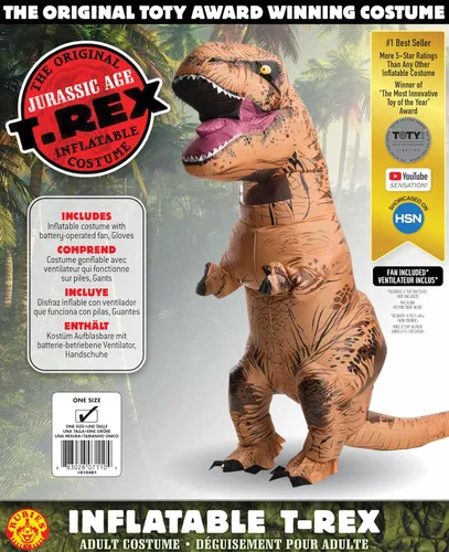 Vista 3 de Rubies Jurassic World T-Rex Inflatable Costume for Adults, Unisex One
