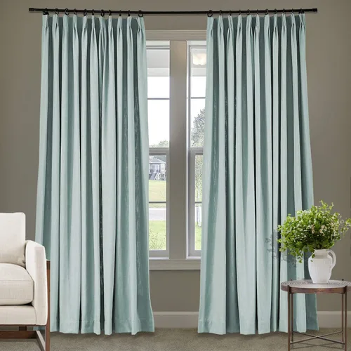 Vista 109 de Frelement Cortinas plisadas de lino de algodón de 100 pulgadas de ancho y 102 pulgadas de largo, cortinas con reducción de ruido para sala