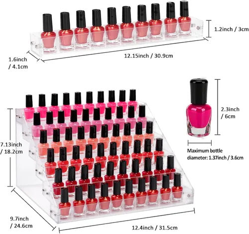 Vista 6 de Estante organizador de esmalte de uñas de 6 niveles, soporte acrílico para pintura de uñas, tinta de tatuaje, aceite esencial, almacenamiento