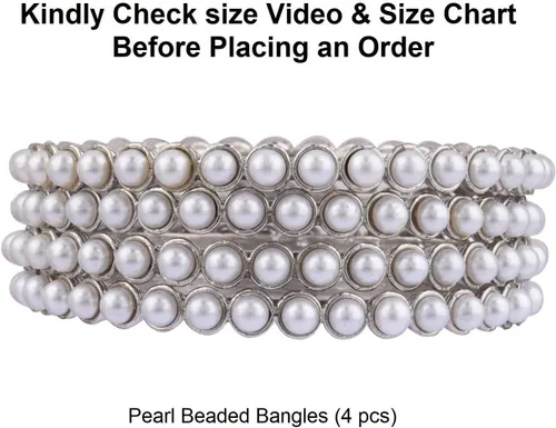 Vista 6 de Efulgenz Indian Bangles for Women Indian Style Bollywood Traditional Faux Pearl Stone Wedding Bracelet Bangle Set Jewelry (White, LCT