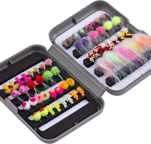 Vista 9 de BASSDASH Fly Fishing Flies Kit Fly Assortment Trout Bass Fishing with Fly Box with Dry/Wet Flies, Nymphs, Streamers, Popper