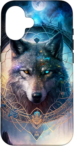 Vista 32 de Wolf Mystical Surreal Fantasy Funda para iPhone 17