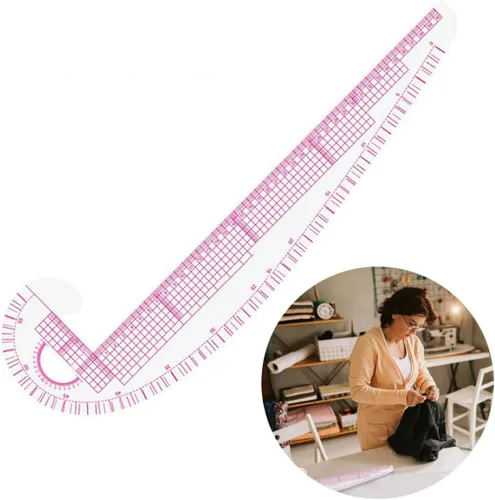 Vista 7 de Regla curva 3 en 1, regla de costura métrica de plástico para costura, regla de manualidades para costura, regla curva, regla de costura métrica