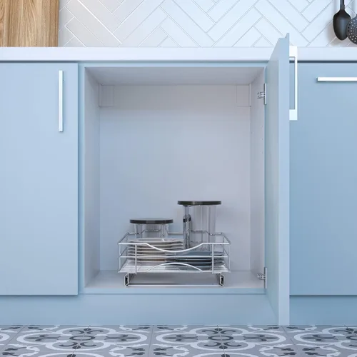 Vista 4 de Home Zone Living Organizador de armario de cocina extraíble cromado