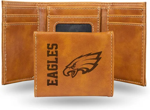 Vista 10 de Rico Industries Billeteras grabadas con láser de los Philadelphia Eagles de, Negro, Trifold
