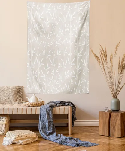 Vista 25 de Lunarable Tapiz japonés, Geisha joven en kimono con maquillaje oriental tradicional de Sakura, decoración de tela para colgar en la pared
