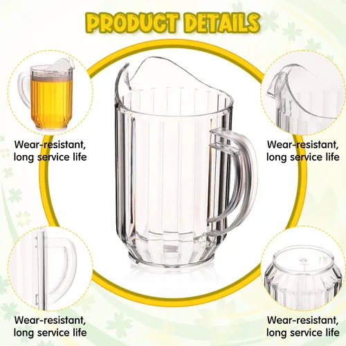 Vista 9 de Rtteri - Paquete de 16 jarras de plástico transparente de 32 onzas a granel, mini jarras de bebidas con asa y boquilla para agua, cerveza, limonada