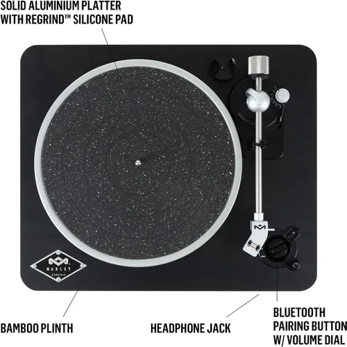 Vista 2 de House of Marley Stir It Up - Tocadiscos inalámbrico Bluetooth – Tocadiscos de bambú hecho de forma sostenible, tela de rebobinado reciclada, sonido