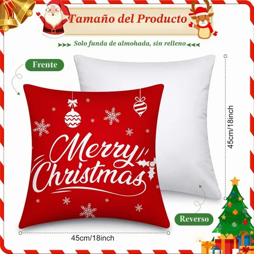 Vista 2 de Hosuly 9 fundas de almohada navideñas de 18 x 18 pulgadas, clásicas Clásico