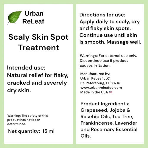Vista 6 de Urban ReLeaf Tratamiento de manchas de piel escamosa. Aceite reparador suavizante de la piel, alivio natural para manchas escamosas, agrietadas