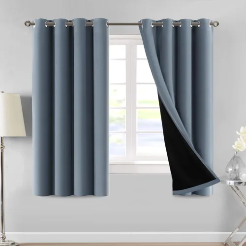Vista 19 de MeilleMaison Paneles de cortina 100 % opacas para ventana de dormitorio, bloqueo de luz completa, de 84 pulgadas de largo, con aislamiento térmico
