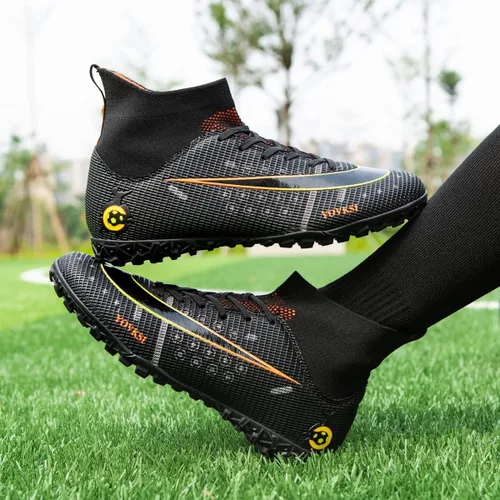 Vista 8 de Botas de fútbol para hombre Turf Hightop TF zapatos de fútbol profesionales para interiores y exteriores