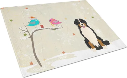 Vista 64 de Caroline's Treasures BB2513LCB - Tabla de cortar de vidrio con texto en inglés "Christmas Presents between Friends" Airedale Terrier - Tabla
