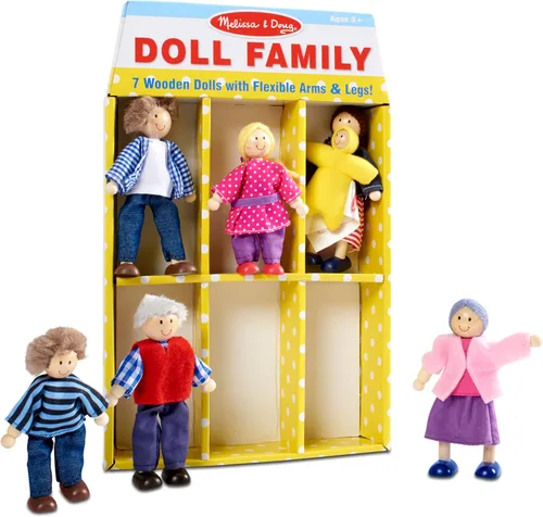 Vista 9 de Familia de 7 piezas de muñecas de madera Melissa & Doug para casa de muñecas (2-4 pulgadas cada una)