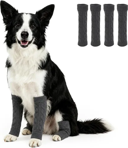 Vista 21 de ROZKITCH Protector de codo para perro, 2 patas delanteras y 2 patas traseras para rodilla, envoltura para codo de mascota, protector para calentar