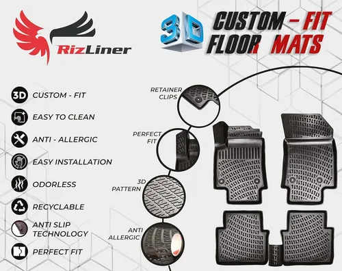 Vista 6 de RizLiner Alfombrillas para piso 2012-2016 Ford F-250/F-350/F-450/F-550 SuperCrew, de ajuste personalizado, de goma, 3D, para todos los climas
