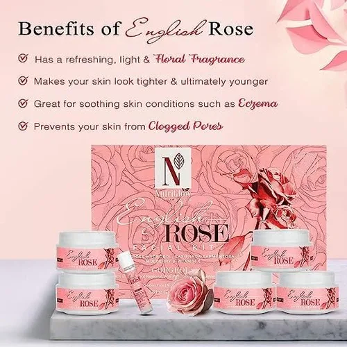 Vista 3 de Kit facial rosa masajeador facial máscara facial kit para mujeres crema de masaje facial gel facial exfoliante facial kit exclusivo 8.82 oz paquete