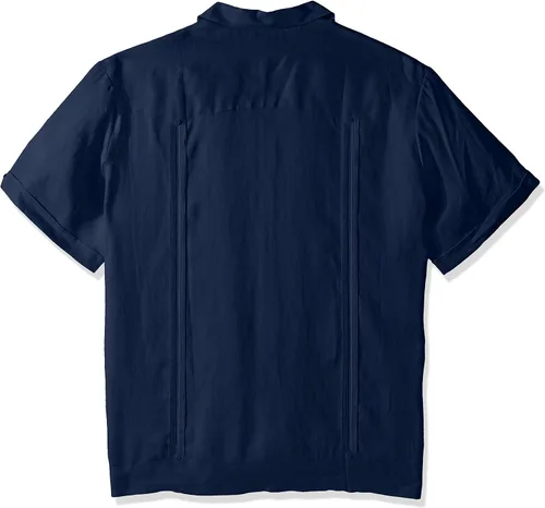 Vista 2 de Cubavera Men's 100% Linen Four-Pocket Short Sleeve Button-Down Guayabera Shirt (Size Small - 5X)