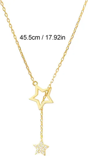 Vista 3 de Daitny - Collar de perlas para mujer, collar largo multicapa, collar de estrella a la moda, collar con dije de cadena de clavícula, joyería