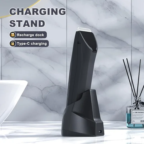 Vista 4 de MANSPOT Recortador de pelo corporal y púbico para hombres, recortador eléctrico de pelo de ingle, cabezales de cuchilla de cerámica reemplazables