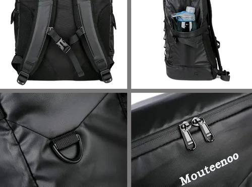 Vista 6 de Mouteenoo Mochila de viaje con compartimento para zapatos para gimnasio, deportes, senderismo, mochila resistente al agua para hombres y mujeres
