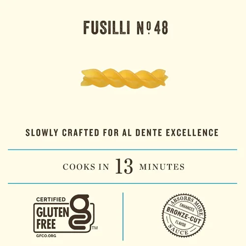 Vista 3 de Rummo Fusilli N.48 - Fideos de pasta Fusilli sin gluten, hechos con arroz integral y maíz, pasta de Italia, 12 onzas (paquete de 1)