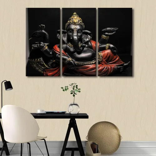 Vista 73 de TUMOVO Arte de pared de Dios hindú para sala de estar, lienzo de Ganesha, arte de pared de escultura de elefante, cuadros modernos, arte
