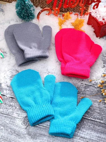 Vista 7 de Sumind 12 pares de guantes de punto para niños guantes elásticos cálidos de invierno guantes de guante para bebés para niños y niñas