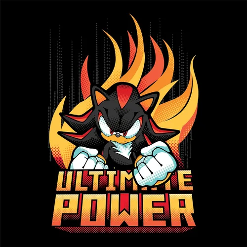 Vista 2 de Bioworld Sonic The Hedgehog Knuckles Ultimate Power Youth - Sudadera negra con cuello redondo