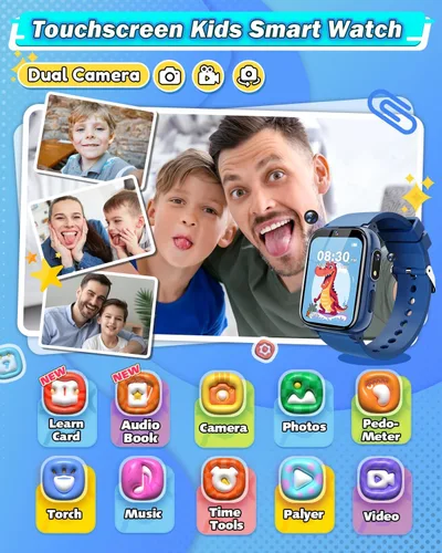 Vista 2 de Sueseip Reloj para Niños Juguetes para Niños de 6 a 8 años, pantalla táctil HD, doble cámara, reloj inteligente para niños de 5 a 7 años, juguetes