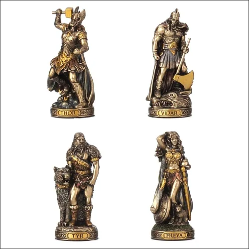 Vista 3 de Veronese Design Figuras de resina de dioses nórdicos Estatuas de bronce pintadas a mano