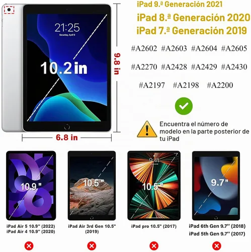 Vista 6 de Samsung 10.2 Estuche - Compatible con tabletas 2021/2020/2019 - Funda giratoria de 360 grados con función de encendido y apagado (Negro)