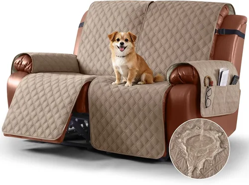 Vista 25 de Ruaozz Funda impermeable para sofá reclinable, lavable, funda antideslizante de 1 pieza, protector de muebles con correas elásticas, bolsillo